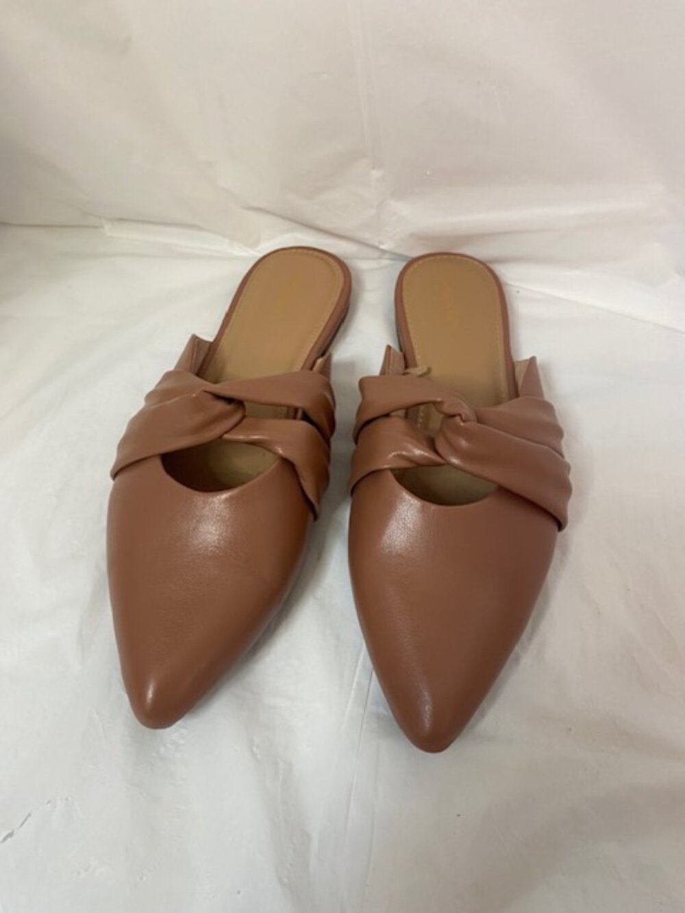 Old Navy Faux-Leather Twist-Front Mule Shoes - Cocoa Mocha/Blush Tan - Size 8.5